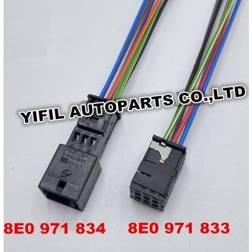 Tyco AMP TE 6 Pin/Way Male Female Connector Plug Wire Pigtail For VW Audi Anti-glare Rearview Mirror 8E0 971 833 8E0 971 834