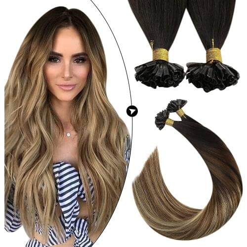 [6 Colors] Ugeat U Tip Hair Extensions 14-24" Nail Tip 100% Human Remy Hair Natural Hair Pre Bonded Fusion Hair Extensions 1g/s