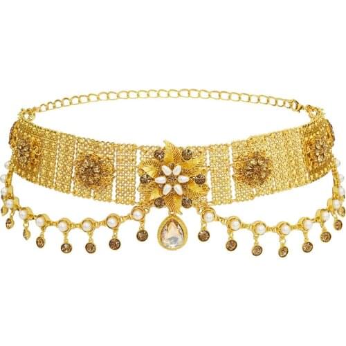 Vintage Egypt Afghan Gold Flower Heart Belly Chains Dancing Waist Belt Chain Sexy Lady Moroccan Chic Caftan wedding Body Jewelry