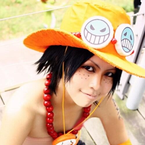 High Quality Anime One Piece Portgas D. Ace Short Wig Cosplay Men Heat Resistant Synthe Hair + Free Wig Cap