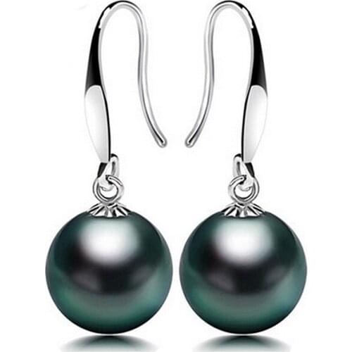 Luxury S925 Sterling silver Earrings 10-12mm Perfect round pearl Drop Earrings Fashion pearl jewelry For women Free shipping