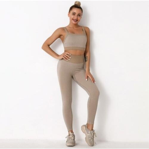Women’ tracksuit Breathable Padded Crop Tops Fitness Running Vest High Waist Leggings Gym Underwear Women Yoga Sports Set