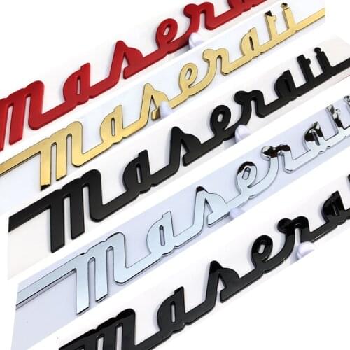 For Maserati Trunk Nameplate Logo Emblem Badges Handwriting Matte gloss Black Red Gold Chrome Ghibli OEM Stickers badge Car