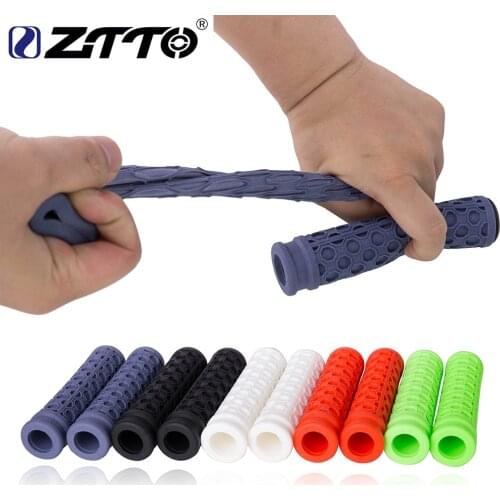 1 Pair ZTTO MTB Mountain Bike Road Bicycle Real Silicone Shock-Proof Anti-Slip Grips
