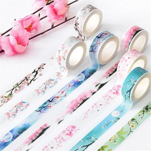 1pcs Flower Falls Kawaii Deco Adhesive Paper Floral Masking Washi Tape Stickers Scrapbooking Office Decoration Cute Stationary