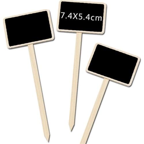 10PCS Creative Mini Garden Markers Wooden Chalkboard Outdoor Garden Decor Blackboard Signs Flower and Plants Tags Art Crafts