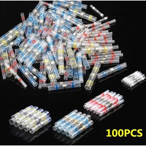 100Pcs 4 Size Soldering Heat Shrink Butt Terminals Electrical Cable Wire Waterproof Insulated Connectors Kit Assortment