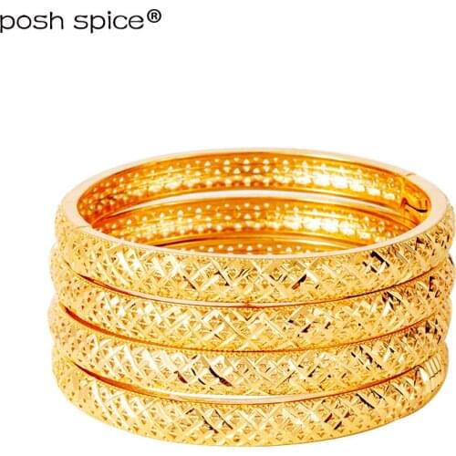 4pcs Arabic Bangles with Charm African Gold Bracelets&Bangles Dubai Bangles for Women Ethiopian Bridal Jewelry Indian Bracelets