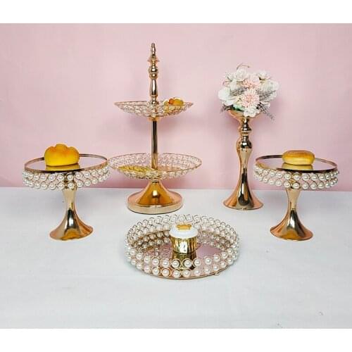 5pcs gold peral cake stand suit wedding party supply