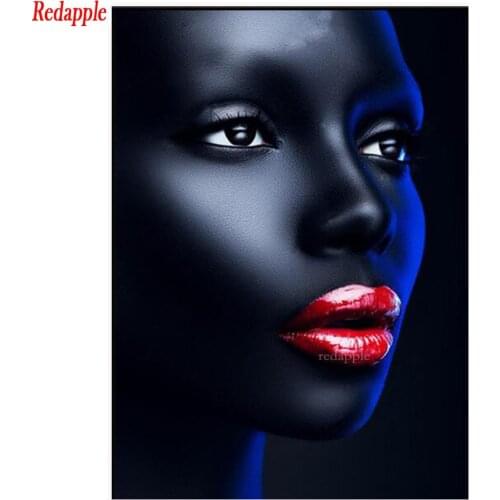Diamond Painting Full Square/Round drill Black Girl Maked Up Red Lips 5D DIY Diamonds Embroidery cross stitch Kits Decoration