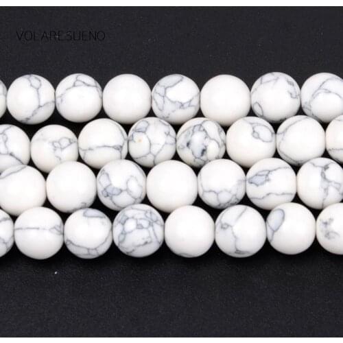 White Turquoises Stone Round Loose Beads For Jewelry Making 4-12mm Spacer Beads Fit Diy Bracelet Necklace Accessory 15"