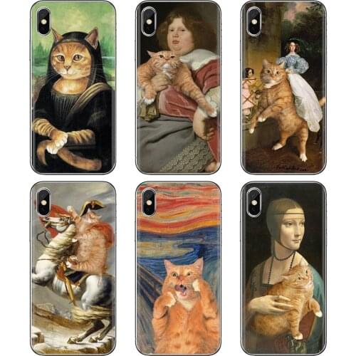 Cover For Xiaomi mi Redmi Note 3 4 4X 5 6 7 8 8t 9 9s 9t 10 pro lite Mona-Lisa-C-Pat-Cat-Leonardo-da-Vinci