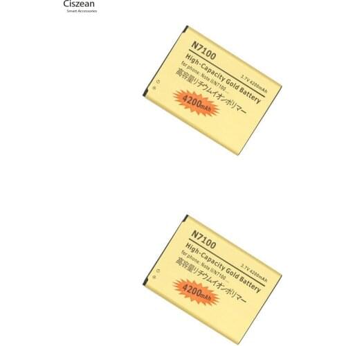 Ciszean 2pcs/lot EB595675LU Gold Replacement Battery For Samsung Galaxy Note 2 II Note2 N7100 N7102 N7105 I605 T889 4200mAh