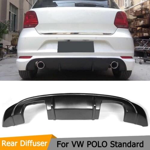 Black FRP Car Rear bumper diffuser lip for VW POLO Standard Hatchback 4 Door Only 2014 2015 2016 Non GTI R