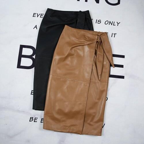 Factory 2021 New Arrival Real Sheepskin Leather Skirt With High Waist
