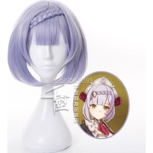 Genshin Impact Noelle Light Purple Short Role Play Cosplay Heat Resistant Synthetic Hair Halloween Carnival Party + Free Wig Cap