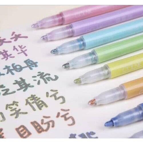 Hot Sale Drawing Double Line Outline Pen Assorted Colors Highlighters Marker Pens for Notes 8 Colors Highlighters Pastel Gift