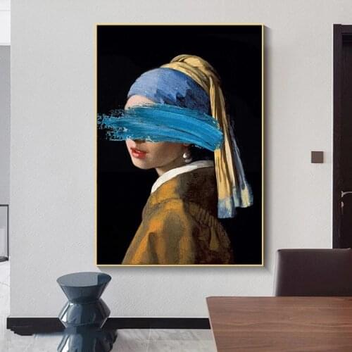 Famous Artwork The Girl with A Pearl Earring Canvas Paintings Poster and Prints Pop Art Wall Pictures for Living Room Decor