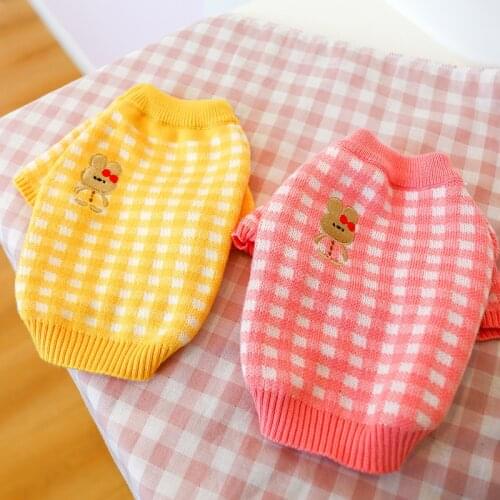 Pet Plaid Clothes For Small Dog Cat Autumn and winter teddy bear Puppy Cat clothes Plaid rabbit sweater for chihuahua pulldog