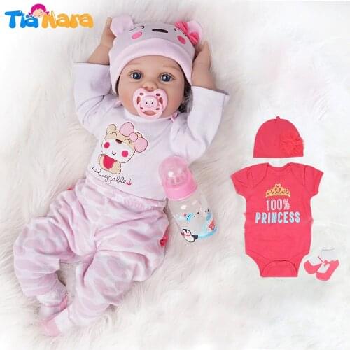 55cm Reborn Baby Doll Girl 2 Outfits Silicone Vinyl Newborn Bebe Reborn Surprise Gifts Kids Toys Cute Light Pink and Dark Pink
