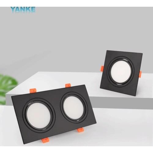 Square dimmable AC110V/220V double-head downlight7W-30W embedded adjustable angle grille ceiling spotlight
