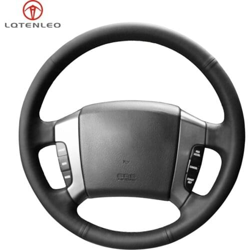 LQTENLEO Black Artificial Leather Hand-stitched Anti-slip Car Steering Wheel Cover For Kia Sorento 2003 2004 2005 2006 2007 2008