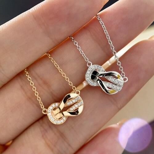 Fashion 8 Shape Pendant Necklace Charm Clavicle Two Chain 925 Silver Delicate Jewelry For Women Wedding Valentines Day Gift