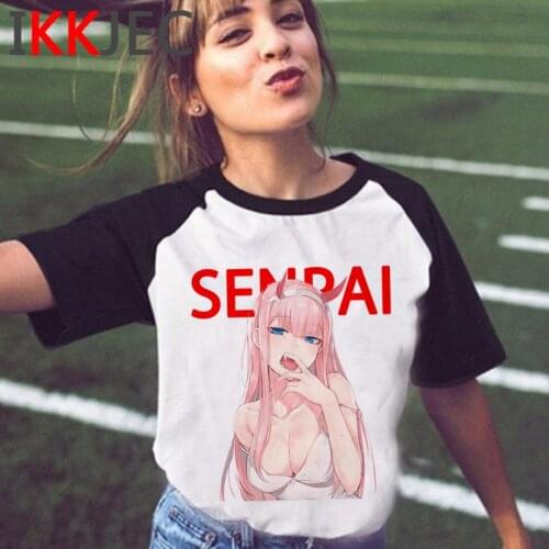 Anime Darling In The Franxx Senpai Harajuku T Shirt Men ZERO TWO Harajuku T-shirt Funny Cartoon Tshirt Hip Hop Top Tees Male