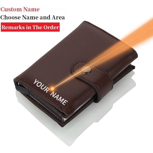 Rfid Men Leather Credit Card Holders Business ID Card Case Male Coin Purse Automatic Blocking Aluminium Bank Card Wallets 2020