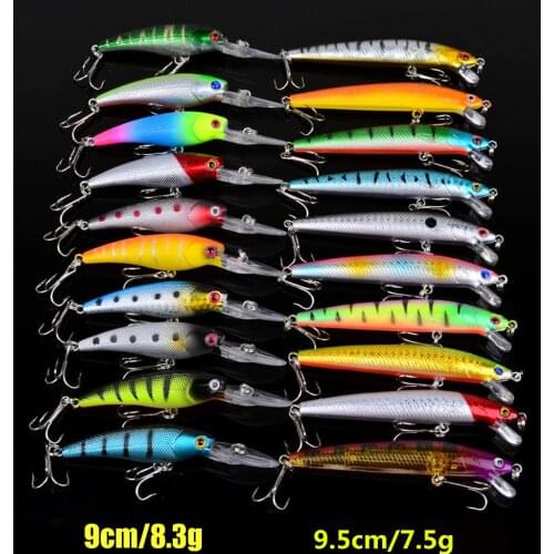 Hot 20pcs/lot fishing lure Set Mixed 2 models fishing tackle 20 color Minnow lure Crank Lures Mix fishing bait