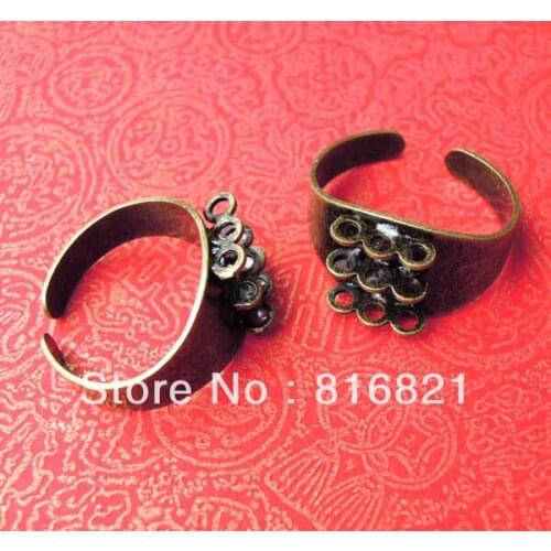 Open Ring Settings with 3 Strands Loops Cameo Rings Blanks Making Findings DIY Antique Bronze tone Plated