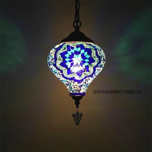 Newest E14 Hand-inlaid glass mosaic bedroom living room decorative Pendant Lamps of Mediterranean style Turkish Lamps