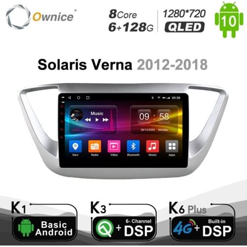 Ownice Android 10.0 Car PC DVD GPS Player For Hyundai solaris verna 2012 - 2018 Optical Car Radio Video Player SPDIF 6G 1280G