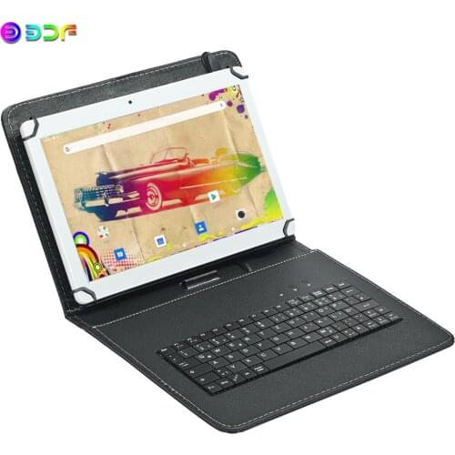 New 10.1 inch Tablet PC Google 2.5D Steel Screen Android 9.0 Tablet 3G Phone Call 4GB+64GB Bluetooth 4.0 Wi-Fi Tablets+Keyboard