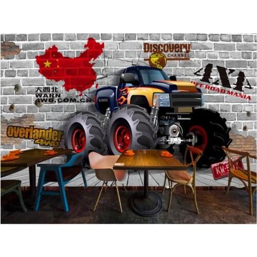 Custom photo wallpaper for walls 3 d mural wallpapers Retro 3d brick wall car cartoon children room mural background wall papers