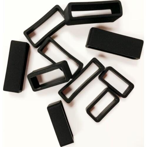 4Pc Black Watchbands 12 14 16 18 20 22 24 26 28 30mm Strap Loop Ring Silicone Rubber Watch Bands Accessories Holder Locker