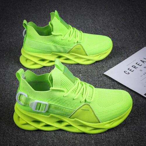 Big Size Rubber Hard-wearing Running Shoes for Men Sneakers Mens Summer Sports Shoes Men Sport Green Knit Sneackers GMA-0831