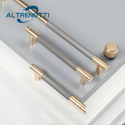 Wardrobe Furniture Handle Aluminum Gold Gray Black Simple Nordic Door Pull Cabinet Kitchen Drawer Cupboard T Bar Knob Hardware