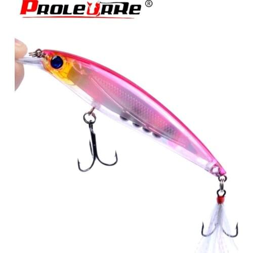 Proleurre Fishing Lure 90mm 7.2g Minnow Wobblers Swim Bait with Feather Hooks Fishing Tackle Artificial Hard Bait Crankbait