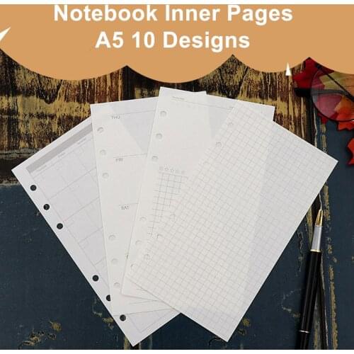 A5 Loose Leaf Notebook Refill Spiral Binder Inner Page Diary Weekly Monthly Planner To Do List Line Dot Grid Inside Paper