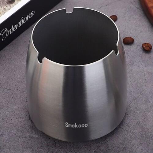 Smokooo Classic Stainless Steel Ashtray Home Party Bar Decoration Ash Holder For Gift Cigarette Lighters & Smoking Accessory Ash