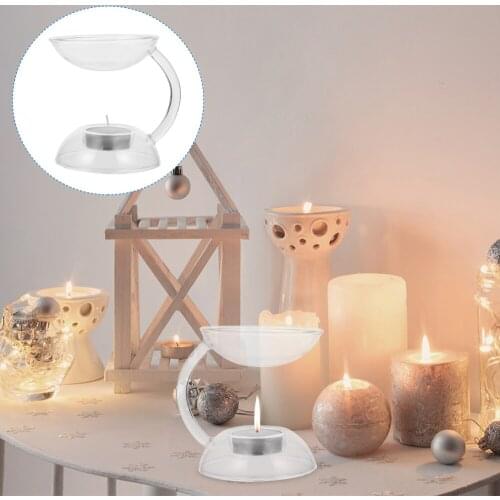 1pc Glass Incense Stove Aroma Oil Burner Aroma Heating Holder Decor Candle