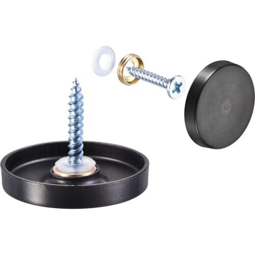 Uxcell Mirror Screws, 30mm/1.18", 4pcs Decorative Cap Fasteners Cover Nails, Wire Drawing, Black 304 Stainless Steel