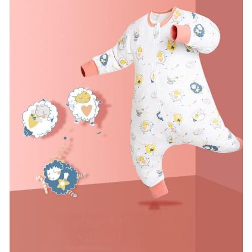 Four Seasons Universal Single Layer Baby Kick-proof Sleeping Bag Air-conditioned Room Children Long Sleeve Leg-split Sleep Bag