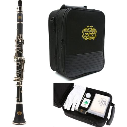 Yinfente Professional Clarinet Bb Key 17 key Ebonite Clarinet Nickel Plated
