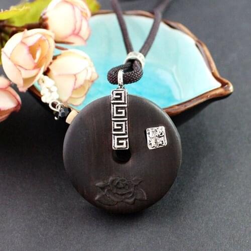 1PC Handmade Black Sandalwood Wooden Pendant Long Necklace Essential oil Bottle Necklace perfumes and fragrances for women