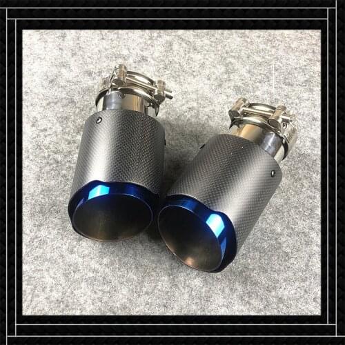 1 Piece Blue Carbon Fiber+Stainless steel Exhaust Pipe Muffler Tip Fit for all cars Exhaust Pipe Length 170 mm