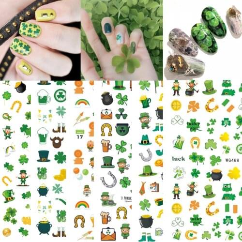 1Pcs 3D Nail Art Stickers St Patricks Day Special Design Adhesive Nail Art Decorations Festival DIY Nail Stickers Wholesale