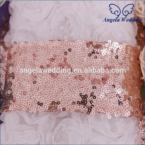 NP002B New cheap custom made 6cm*15cm elegant fancy wedding decoration handmade rose gold sequin table napkin holder