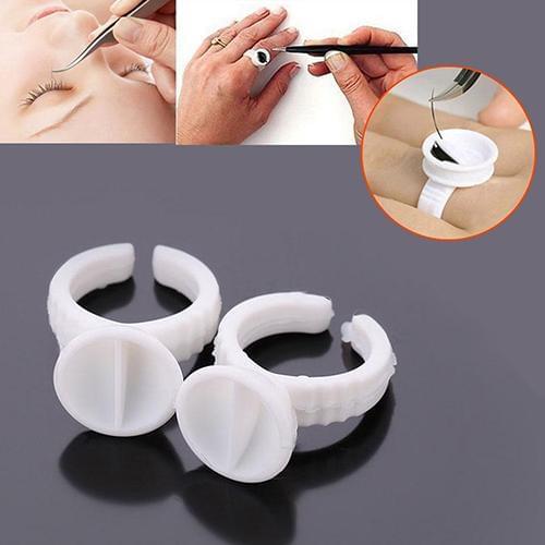 100Pcs Eyelash Pallet Glue Adhesive Holders Eyelash Extensions Storage Rings Beauty & Health Used to wear on your finger when